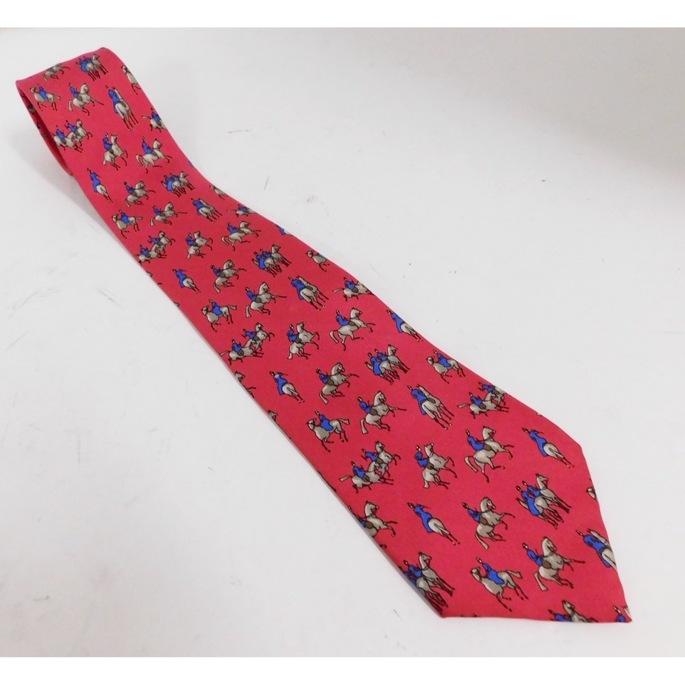 Hermès Hermes Paris Silk Tie 7599 SA Horses Red